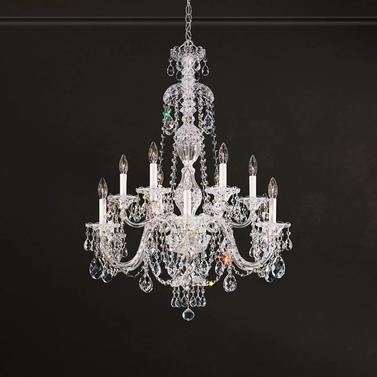 Sterling Gold Chandelier with Clear Heritage Crystals