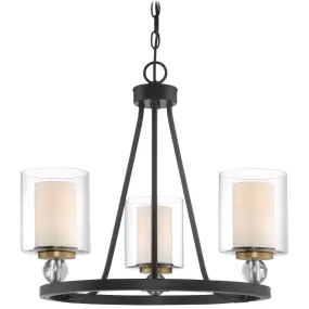 Studio 5 22 In. 3 Lights Chandelier Bronze & Brass Finish