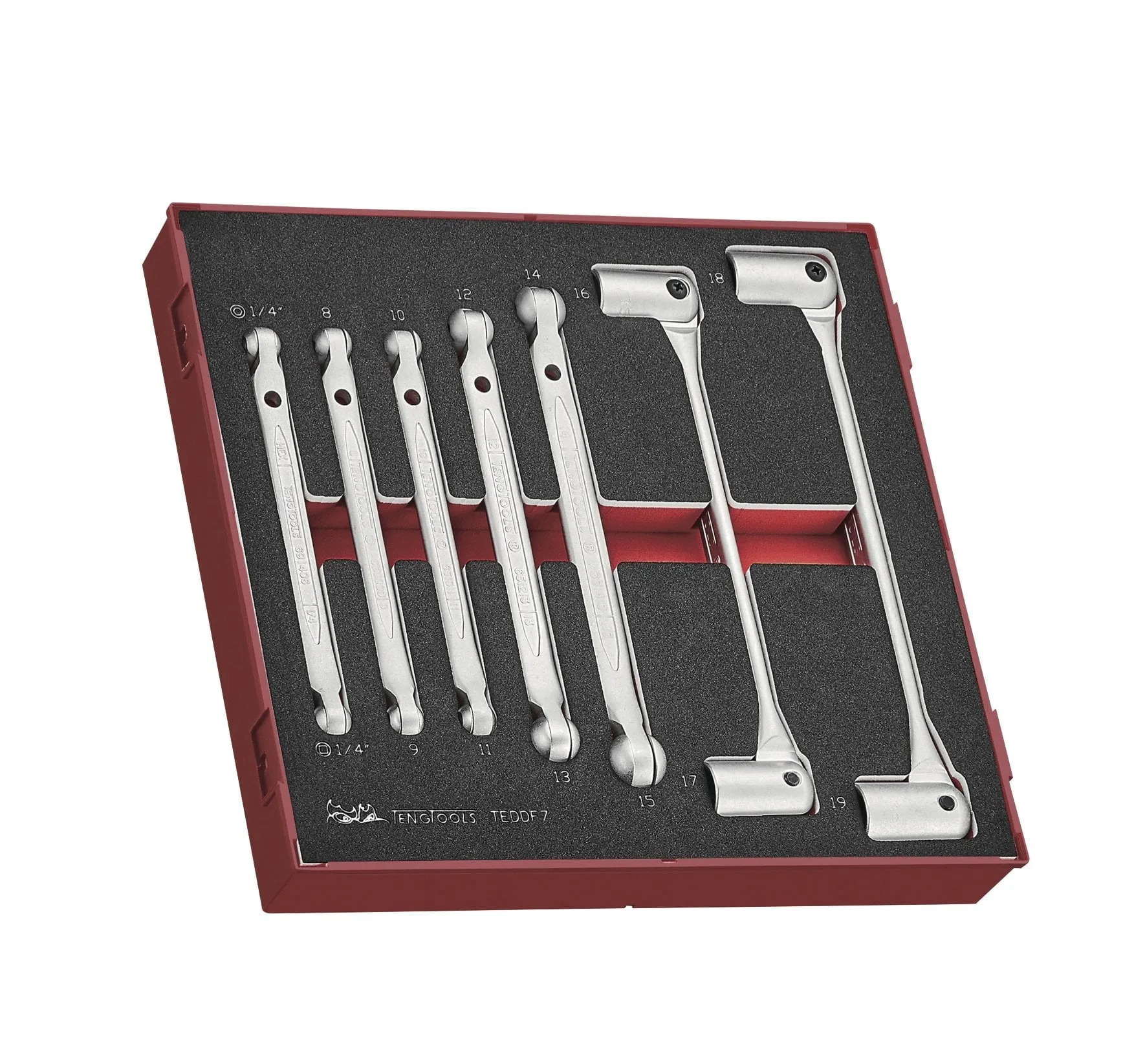 Teng Tools 7 Piece Double Flex Wrench EVA Foam Set - TEDDF7