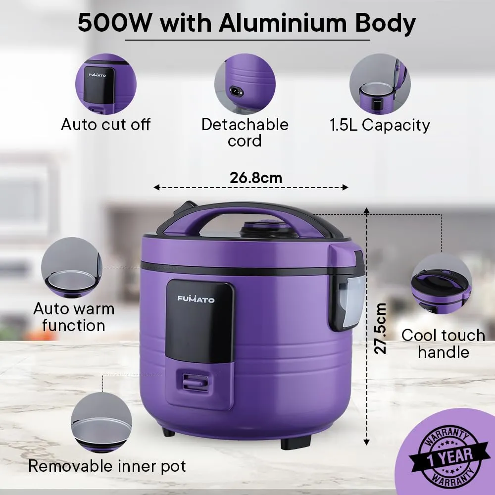 The Better Home Fumato Wedding Gift | Rice Cooker, Egg Maker |Perfect Gifting Combo| Colour Coordinated sets| 1 year Warranty (Purple Haze(EggMaker   Rice Cooker))