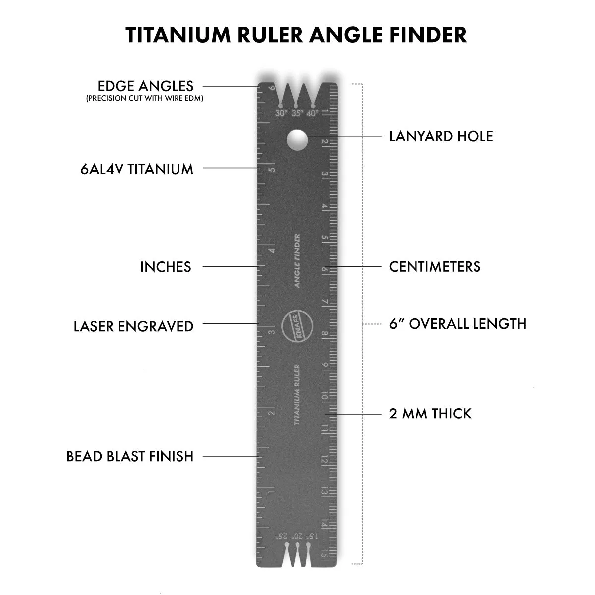 Titanium Ruler   Knife Angle Finder