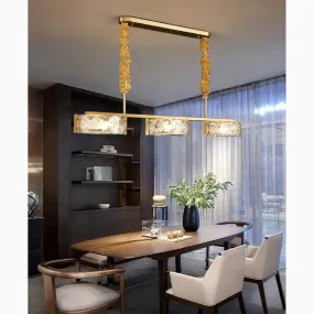 Tongeren | Gold Long Art Glass 3 Head Design Creative Led Luxury Chandelier