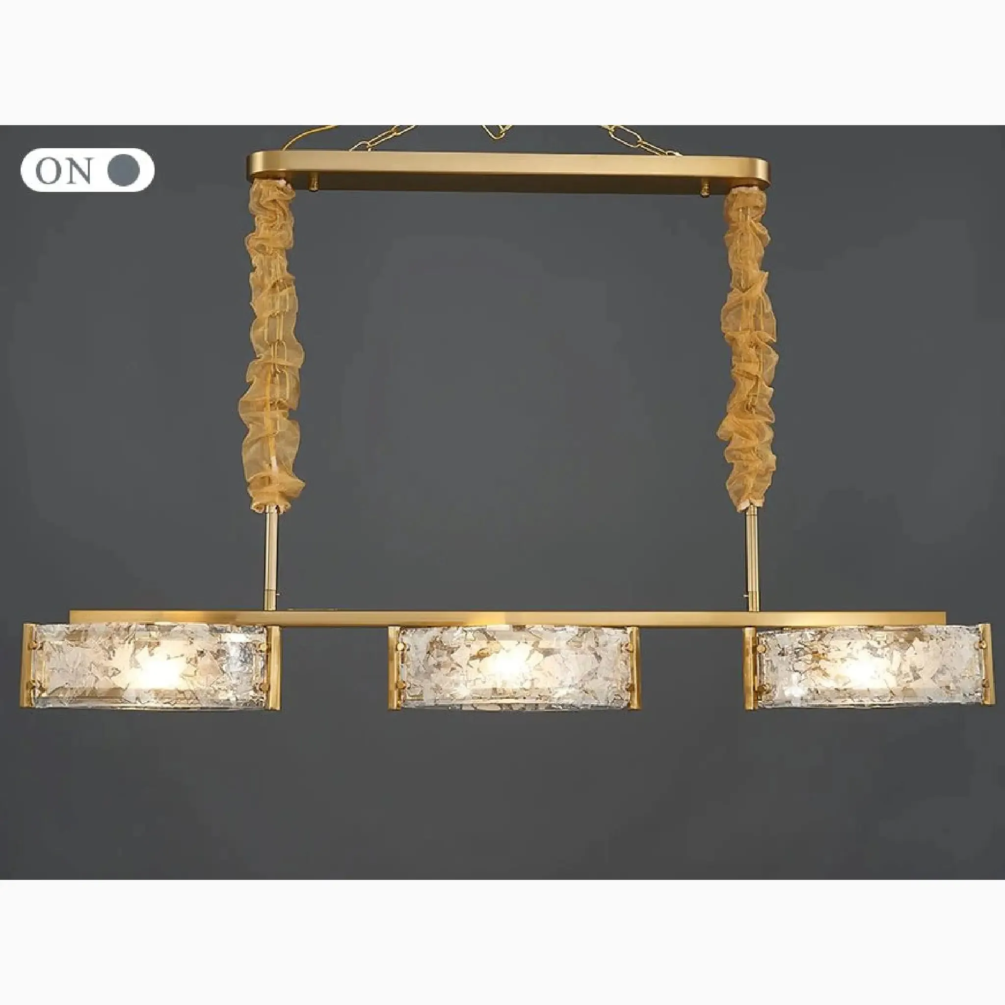 Tongeren | Gold Long Art Glass 3 Head Design Creative Led Luxury Chandelier