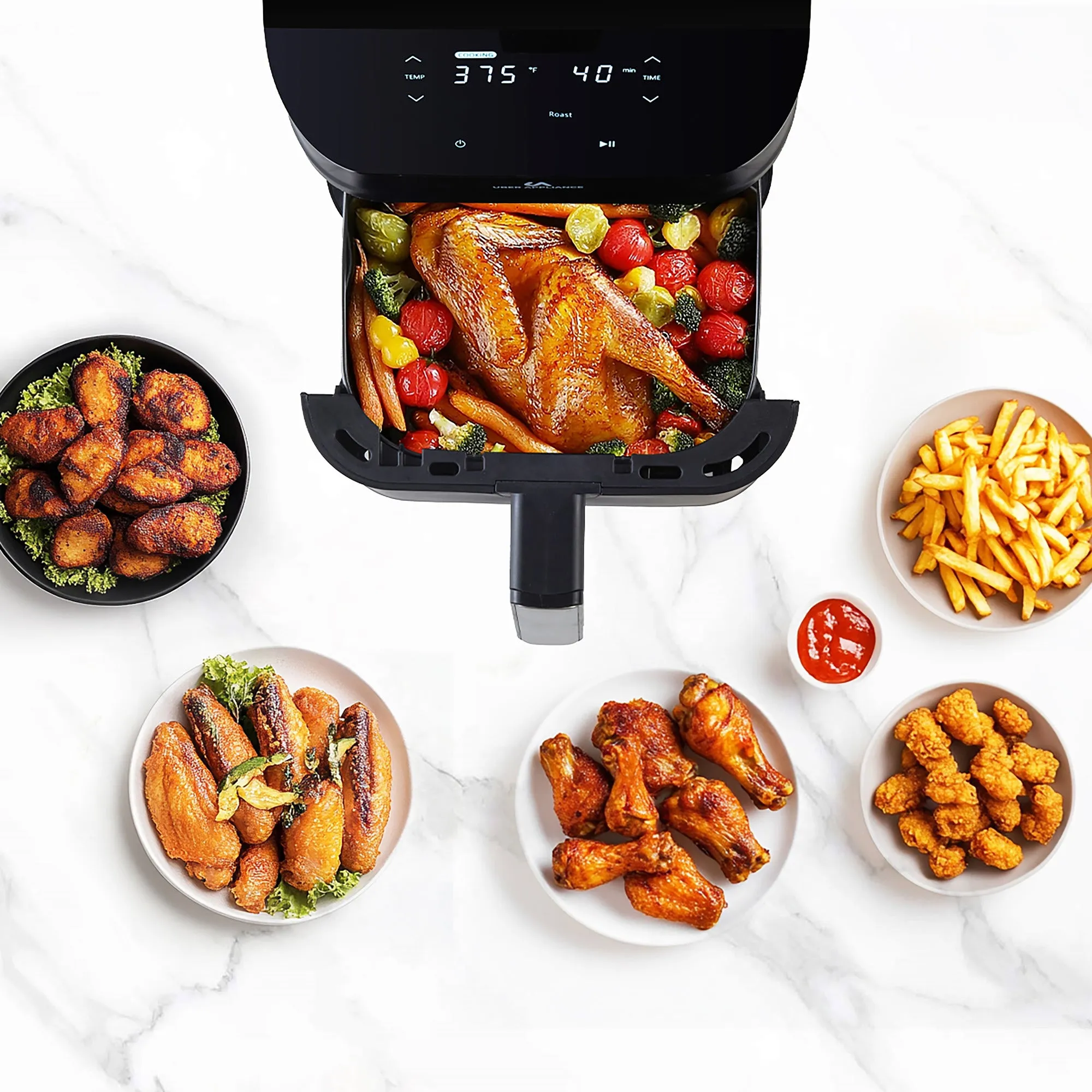 Uber Appliance Air Fryer XL Deluxe - 5Qt PFOA/PTFE Free Ceramic Non Stick