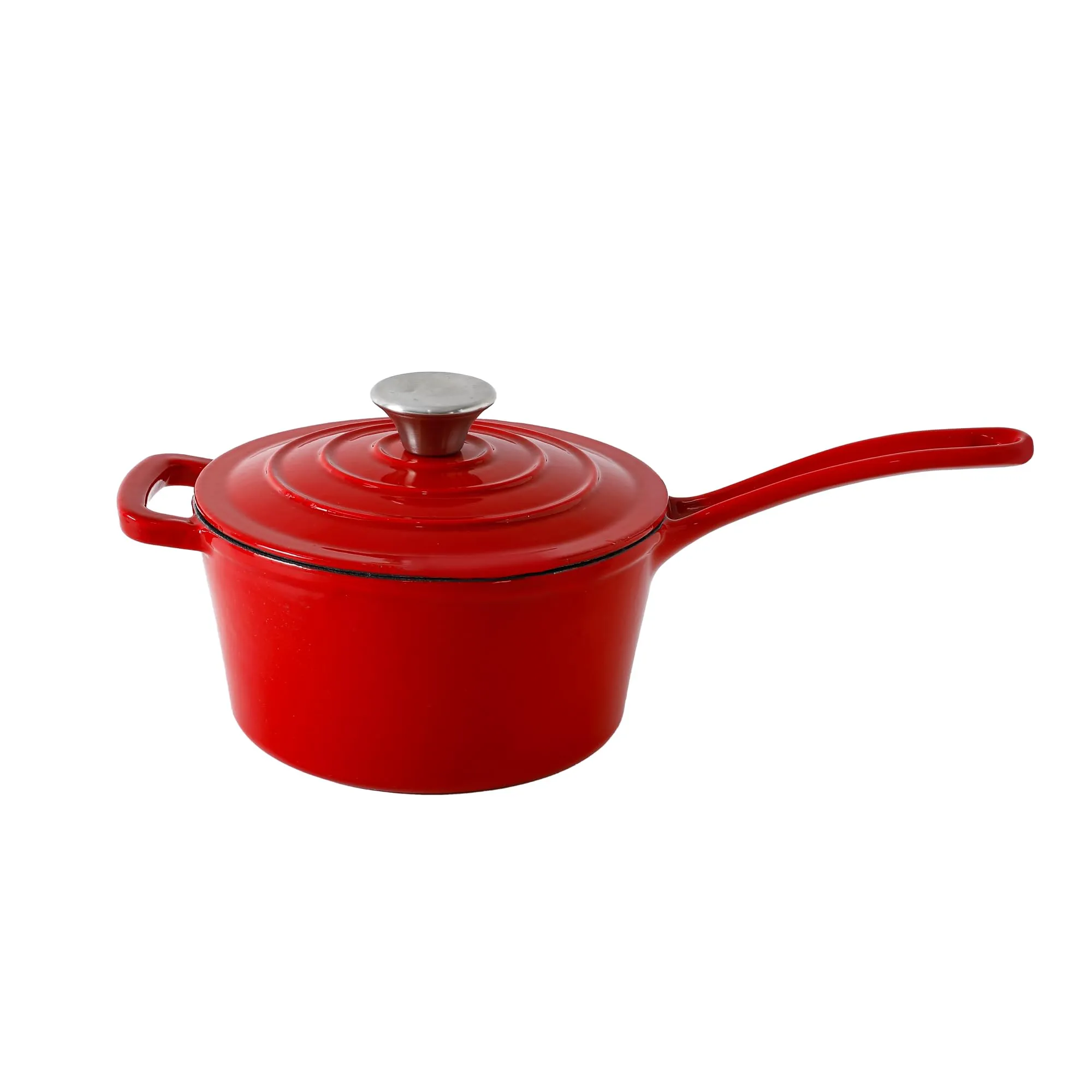 UMAI Cast Iron Saucepan with Lid & Long Handle (2L) | Heavy Bottom Saucepot | Saucepan for Tea/Soup | Enameled Cast Iron Cookware | Gas/Oven/Electric Stove/Induction Cookware | Sauce Pan | Curry Pot