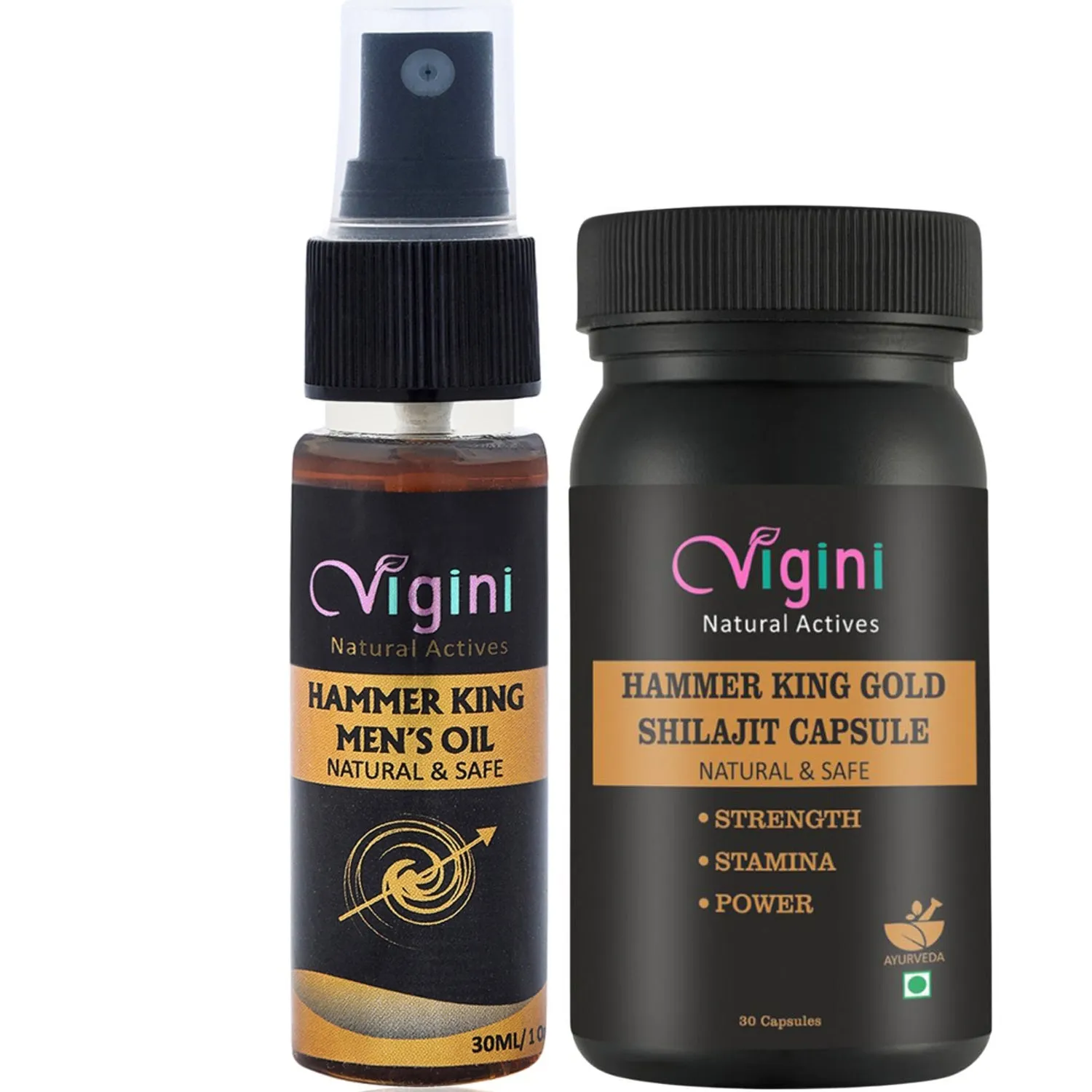 Vigini Hammer King 9Inch Penis Growth Lubricants Lube Sexual Enhancer Delay Massage Oil Long Time  & Shilajit Gold Straight Stamina Testosterone Power Booster Capsule For Men-30ml 30caps