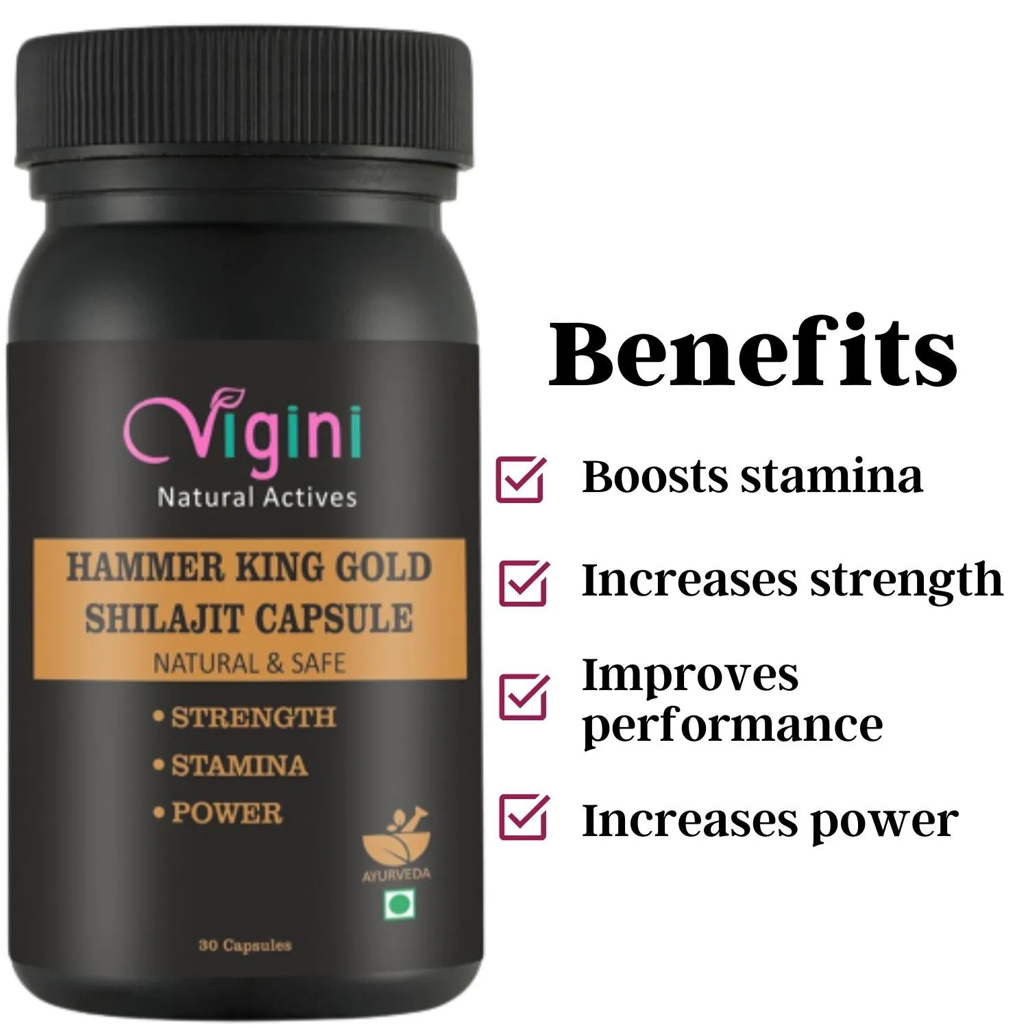 Vigini Hammer King 9Inch Penis Growth Lubricants Lube Sexual Enhancer Delay Massage Oil Long Time  & Shilajit Gold Straight Stamina Testosterone Power Booster Capsule For Men-30ml 30caps