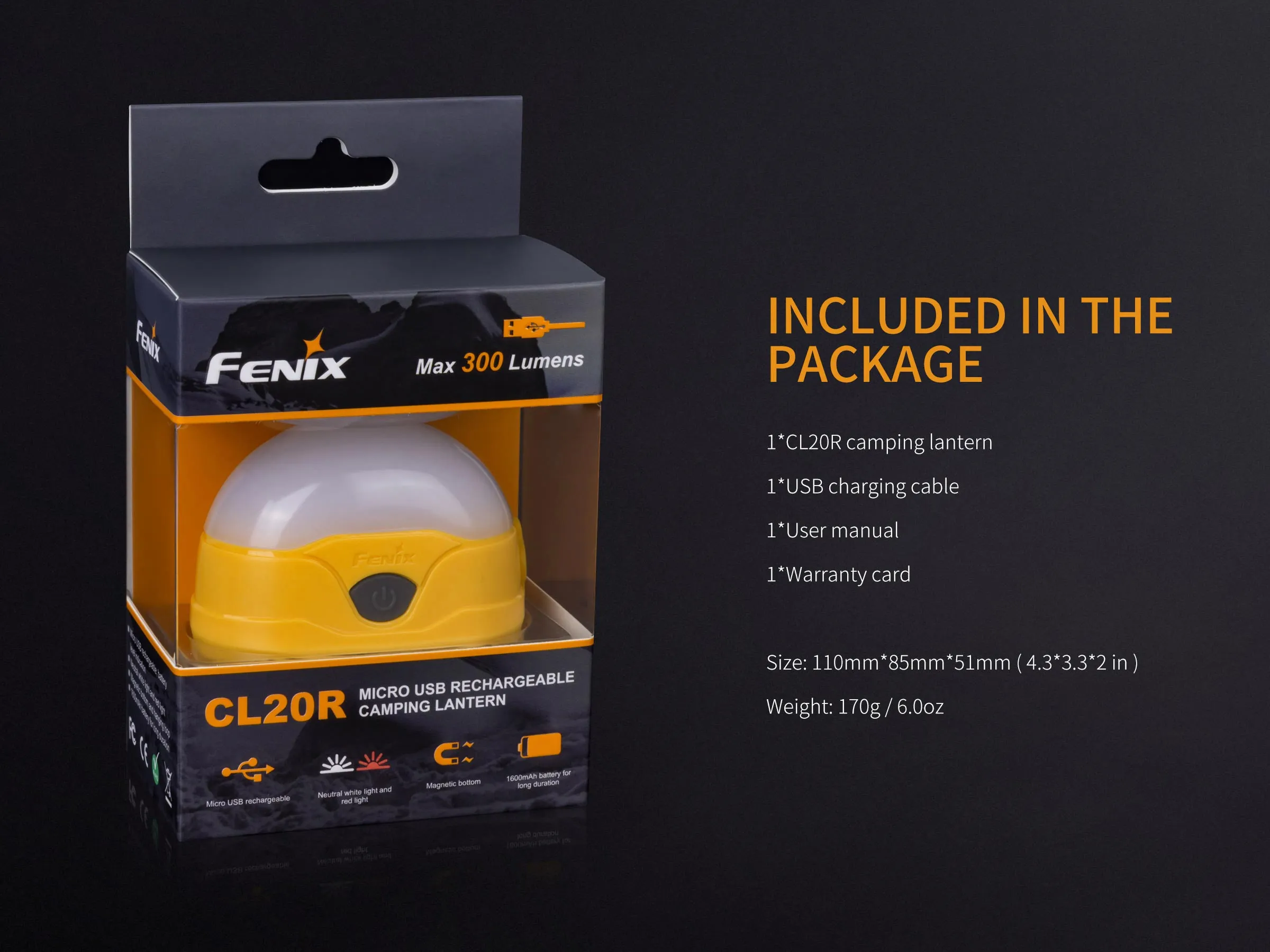 [Y.E.S] Fenix CL20R Camping Lantern 300 Lumen