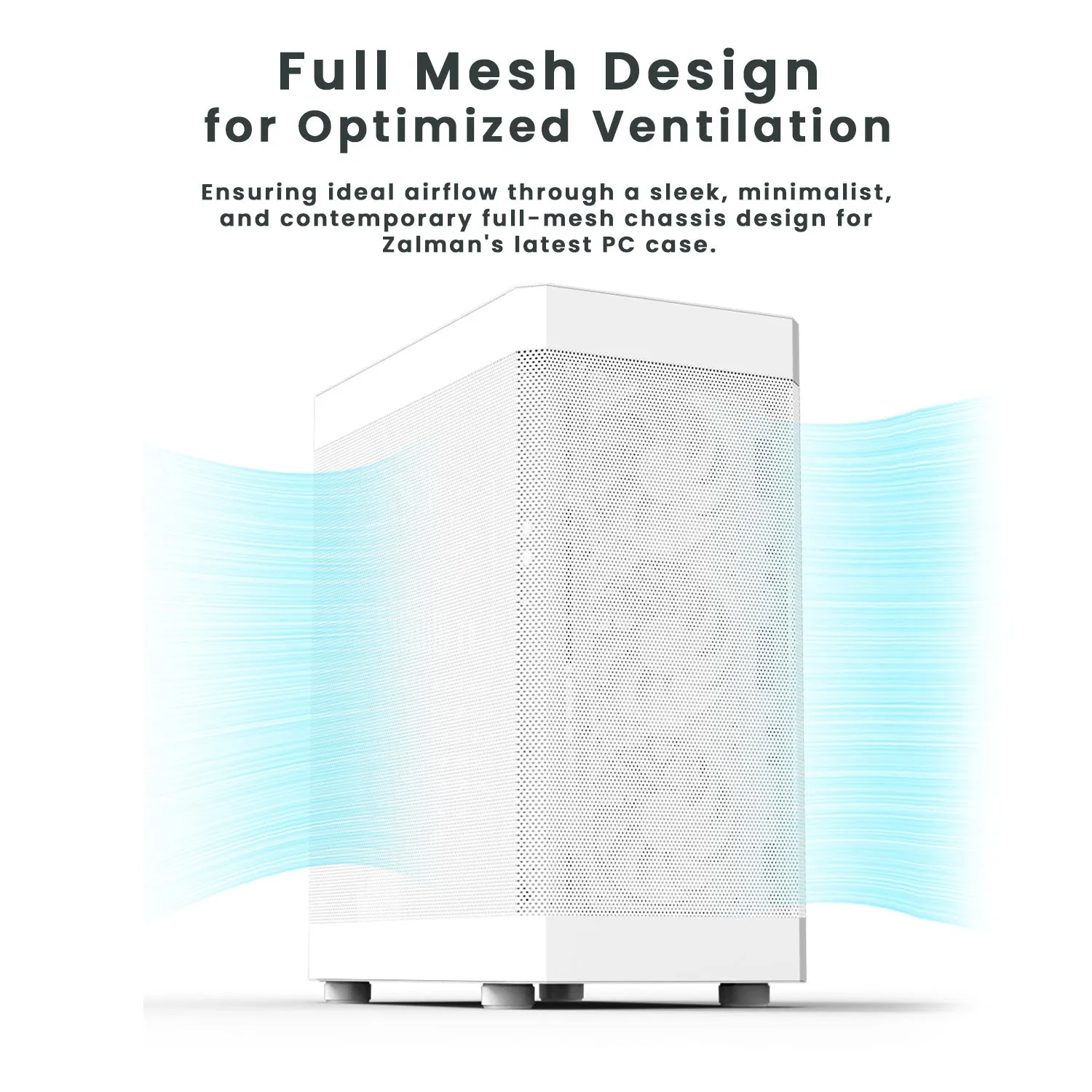 Zalman i4 Airflow ATX Mid-Tower All-Mesh PC Case w/ 6 x Fans Pre-installed - White